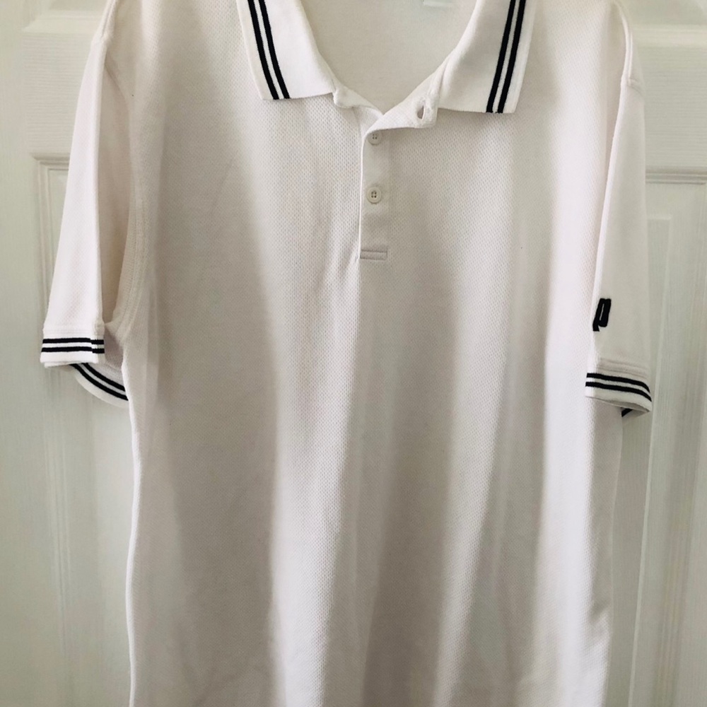 Prince White Tennis Polo Shirt Size XL Vintage Preppy Athletic Casual Pique